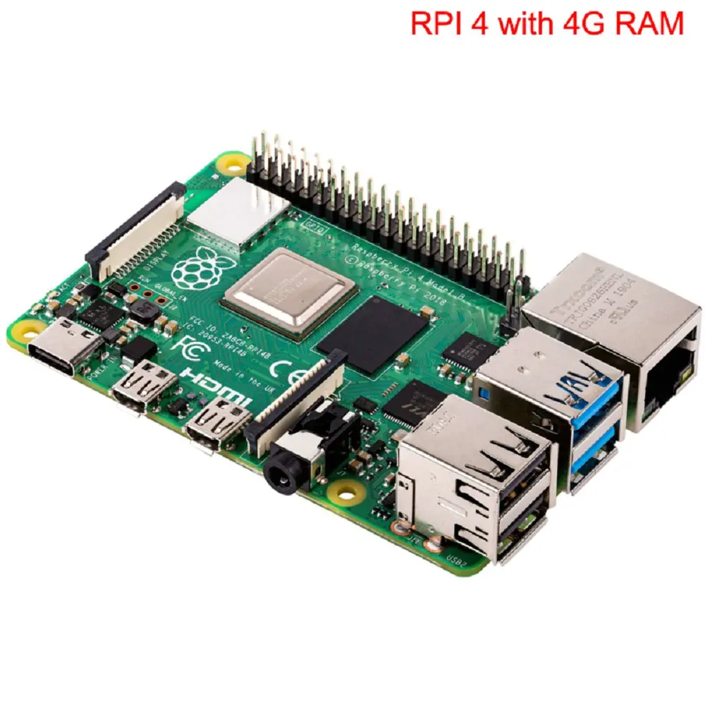 RPI 4 4G only New Raspberry Pi 4 Model B 4G Kit with 5V 3A Power Adapter Acrylic Case Cooling Fan HMDI Cable Heat Sink 16/32G SD Card Optional - Цвет: RPI 4 4G only