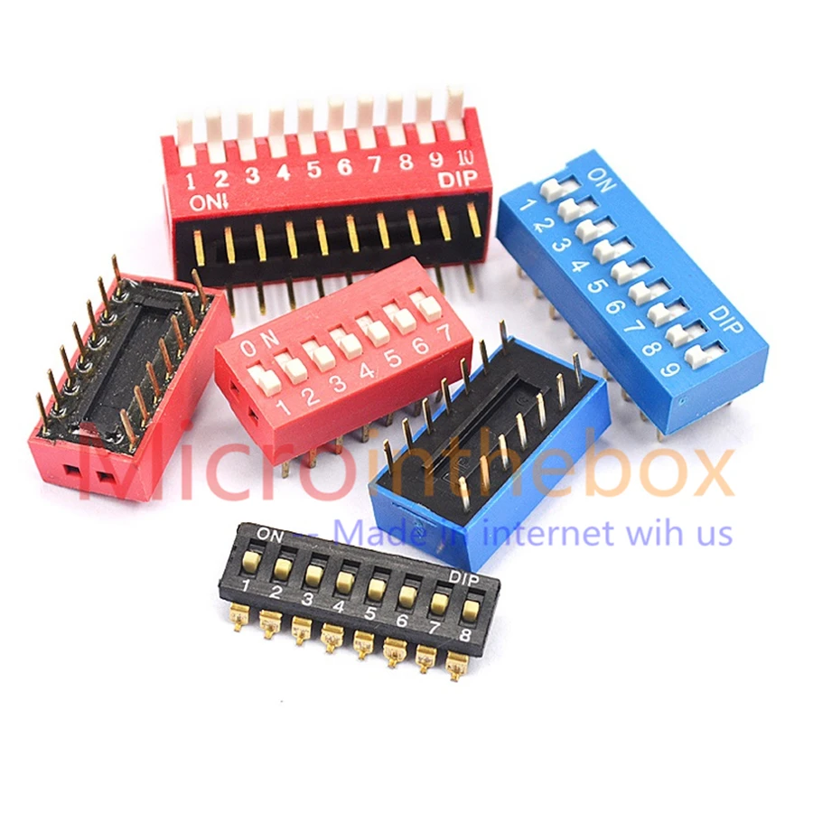DIP переключатель типа SMD PTH шаг = 1 27 мм 2 54 2P 3P 4P 5P 6P 8P SIP состояния черный красный