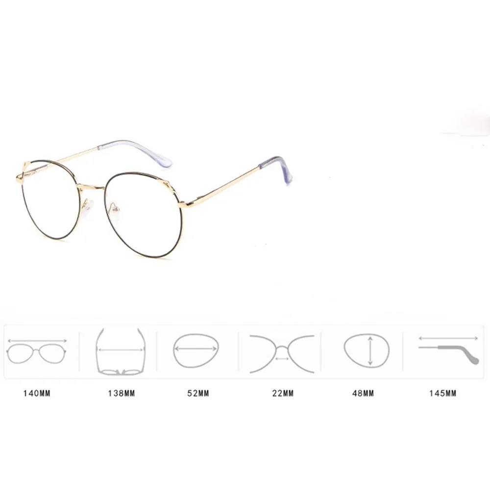 

Computer Glasses Anti Blue Light Gaming Glasses Retro Round Circle Metal Glasses Frame Can Be Equipped With Other Glasses