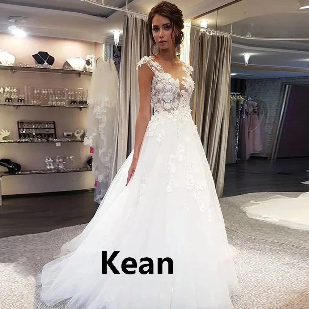 

Illusion Beach Wedding Dress Cap Sleeve Button Flowers Floor Length Dubai Arabic Robe De Mariee Bride Gown Custom Made Plus Size