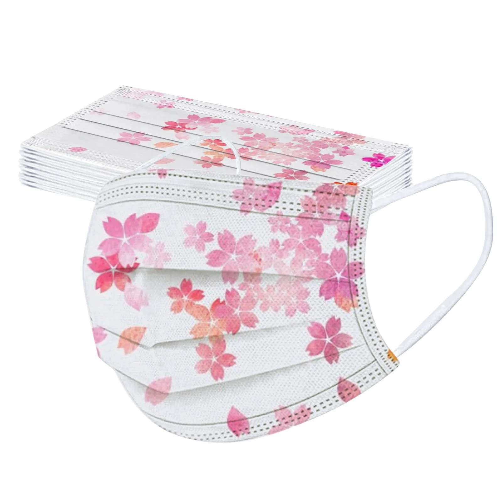 

10/20/50/100PC Face Masks Adult's Three-Layer Mouth Cover Dust-Proof Cartoon Flower Printed Disposable Mask Mascarillas