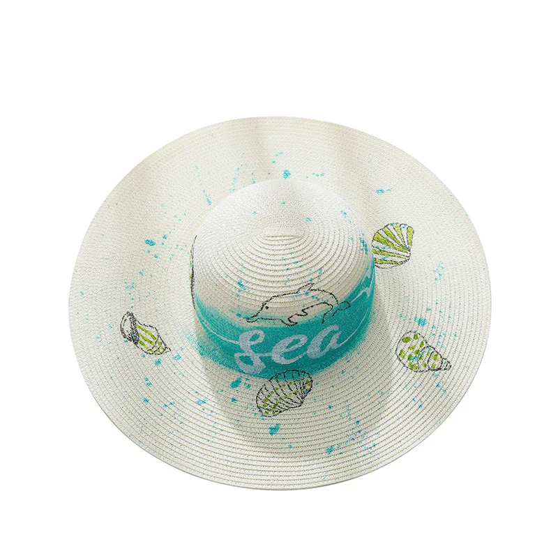 Женская соломенная шляпа с рисунком граффити раскрашенная вручную в виде