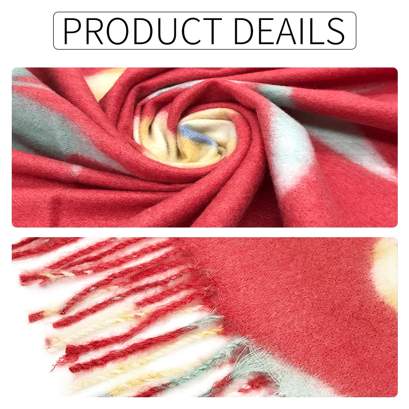 

Cashmere Shawl in Autumn and Winter 2020 Winter Fashion Tassel Flowers Scarf Warms Students'Necks and Thicker Shawls 8pcs/lot