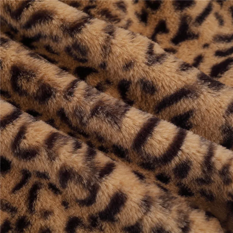 

Women Leopard Crop Hoodies Winter Warm Faux Fur Sweatshirts Hooded Pullover Tops