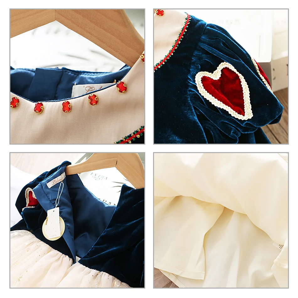 

MUABABY Snow White Dress For Girls Gorgeous Velvet Sequin Halloween Party Costumes Kids Stage Perfomance Outfits Birthday Gift