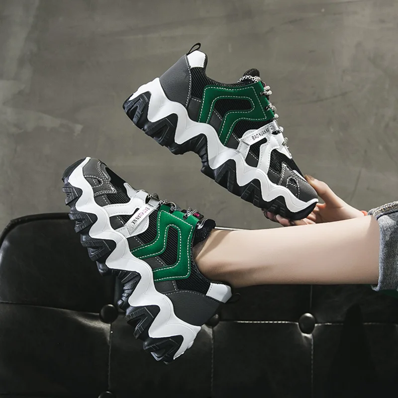 

2020 Woman Platform Sneakers Brand Wedges Shoes For Women Designers Fashion Ladies 8cm Height Increasing Casual Shoes Female