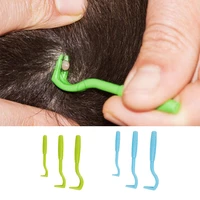 3pcsset pet cleaner pet flea remover tick hooks tool abs pet repellent ticks lice cleansing grooming supplies removal tweezers