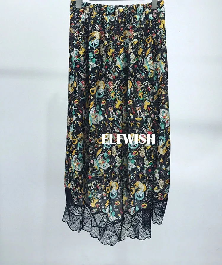 Женская Асимметричная Юбка-миди с цветочным принтом и поясом на резинке - купить