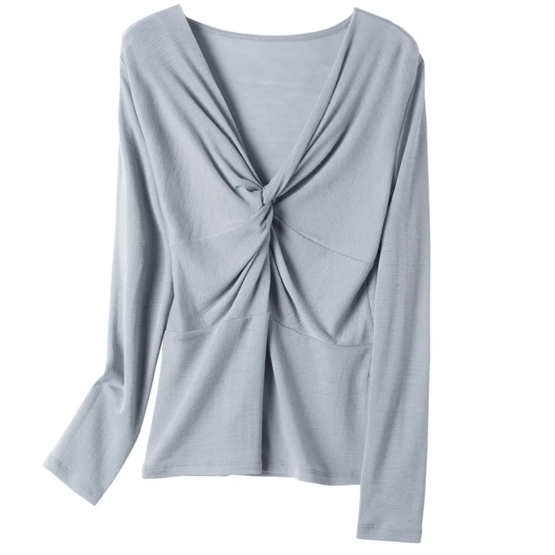 Мериносовый 100% шерстяной свитер женский осенний зимний с длинным рукавом тонкий