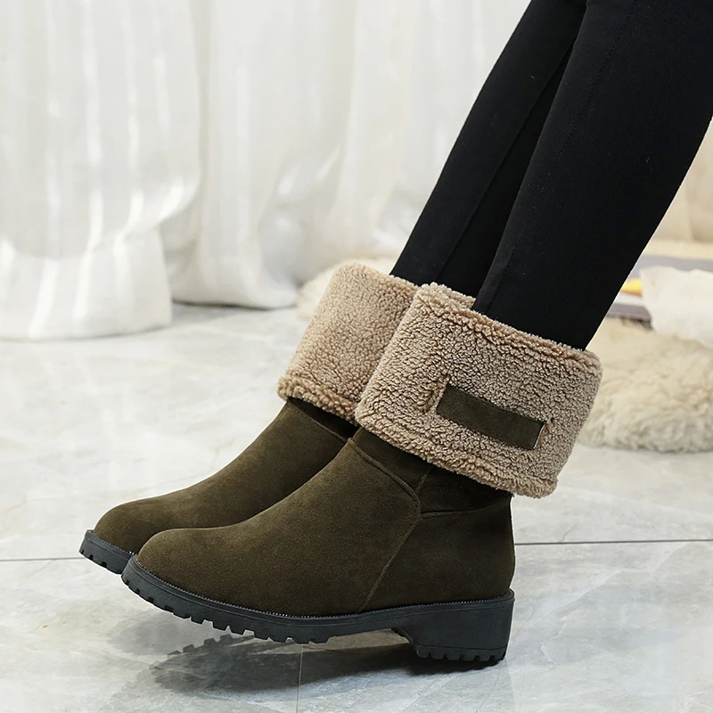 B.I.M. 2 стиля; Botas femininas; зимние ботинки; сезон осень-зима; Короткие Плюшевые Теплые женские ботинки на квадратном каблуке; mujer; большие размеры 35-40; T173