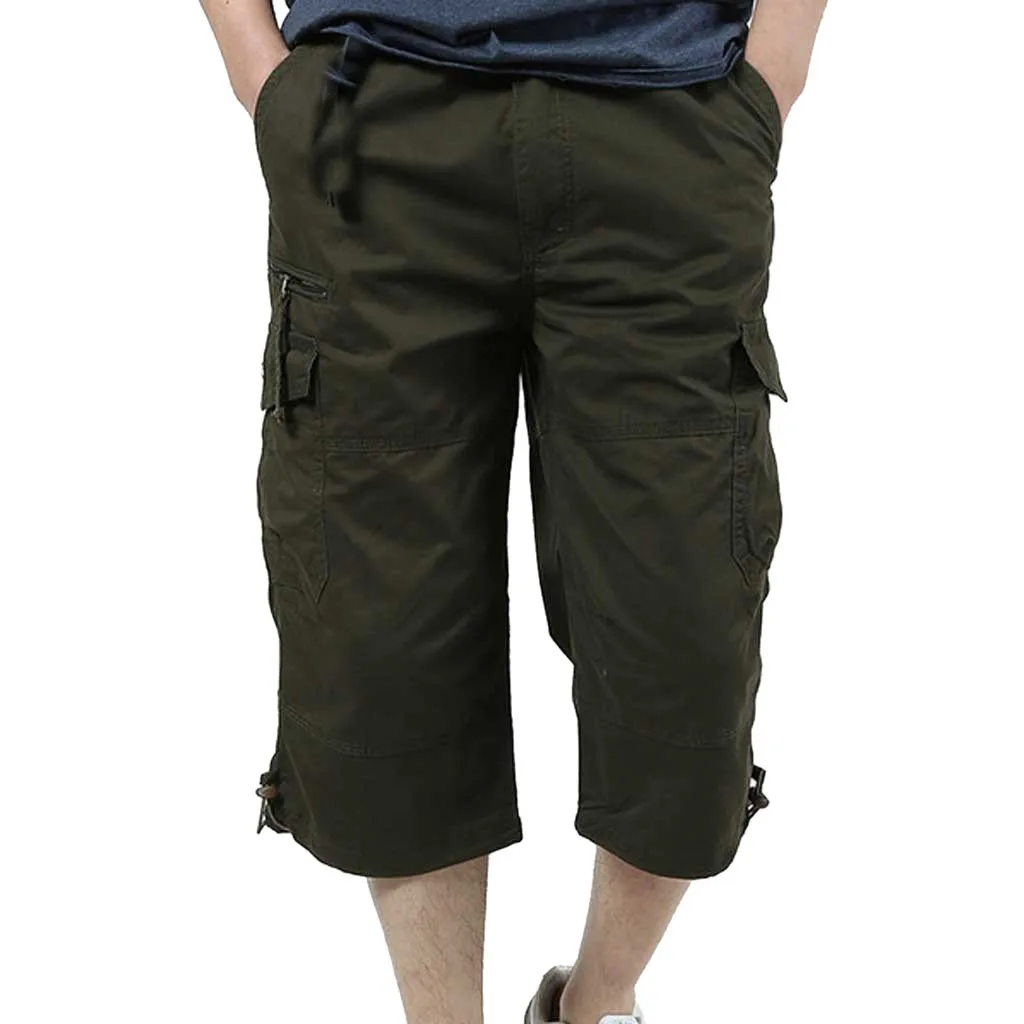 Хлопковые шорты с несколькими карманами мужские однотонные военные карго