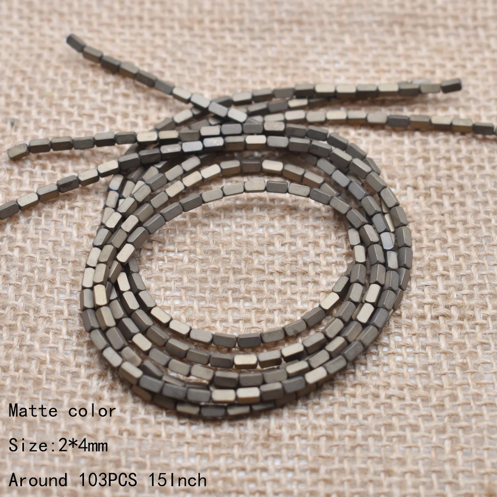 34-2x4mm matte 2 мм Сияющий натуральный камень гематит свободные разделительные Квадратные бусины покрытые цветными квадратными бусинами для изготовления ювелирных изделий Аксессуары - Цвет: 34-2x4mm matte