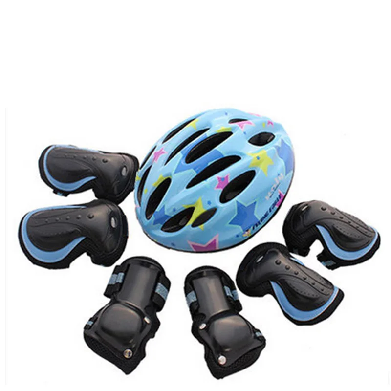 

KUFUN Kids 7pcs/Set Skate Protective Gear Helmet Free Shipping Knee Elbow Pads Wrist Protector Skate For Scooter Cycling Roller