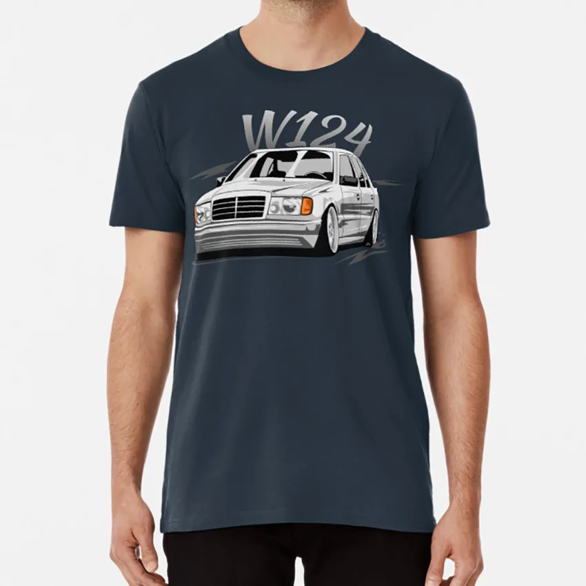 Тёмно-синий W124 низкая стильная футболка w124 w 124 w124 подарок w124 энтузиаст w124 тюнинг w124 любовник mercedes w124 mercedes w 124 mercedes - Цвет: Тёмно-синий