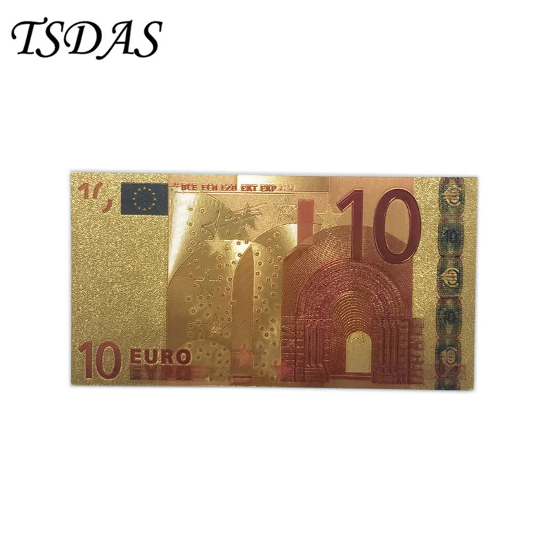 Пластиковые банкноты из 24-каратной золотой фольги с евро 10 европейские яркие в
