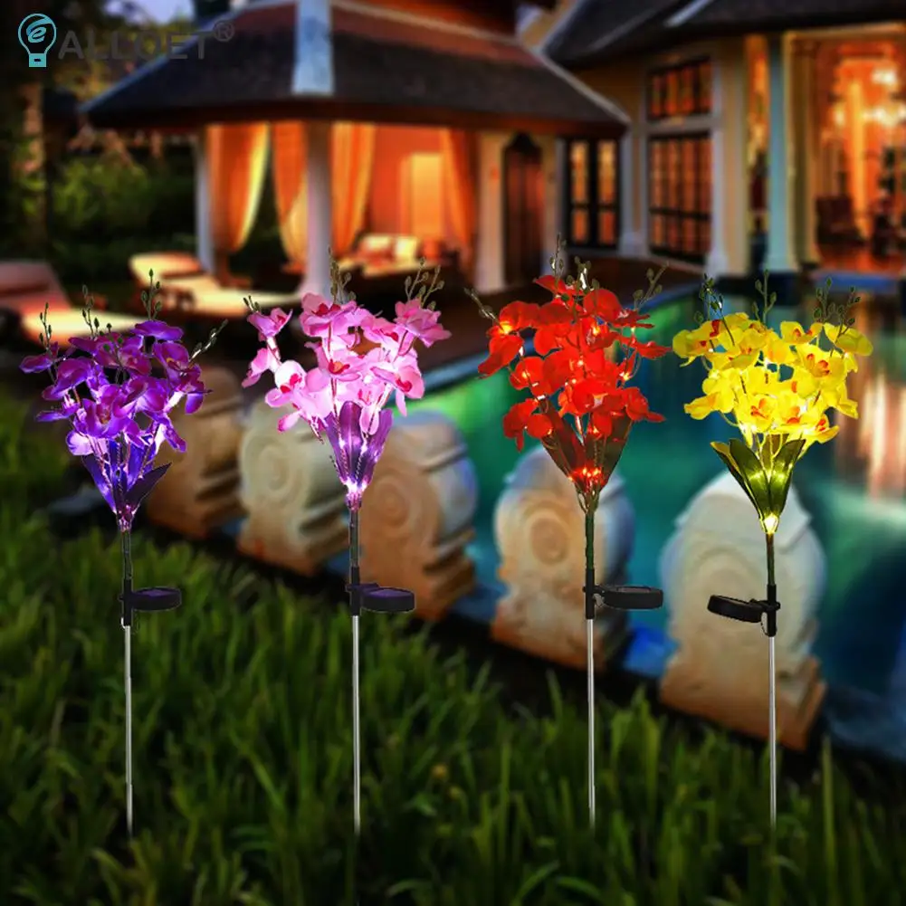 

Garden Solar Light Simulation Clivia Flower Outdoor Waterproof Garden Lawn Stakes Lamps Yard Art for Home Courtyard Decoration