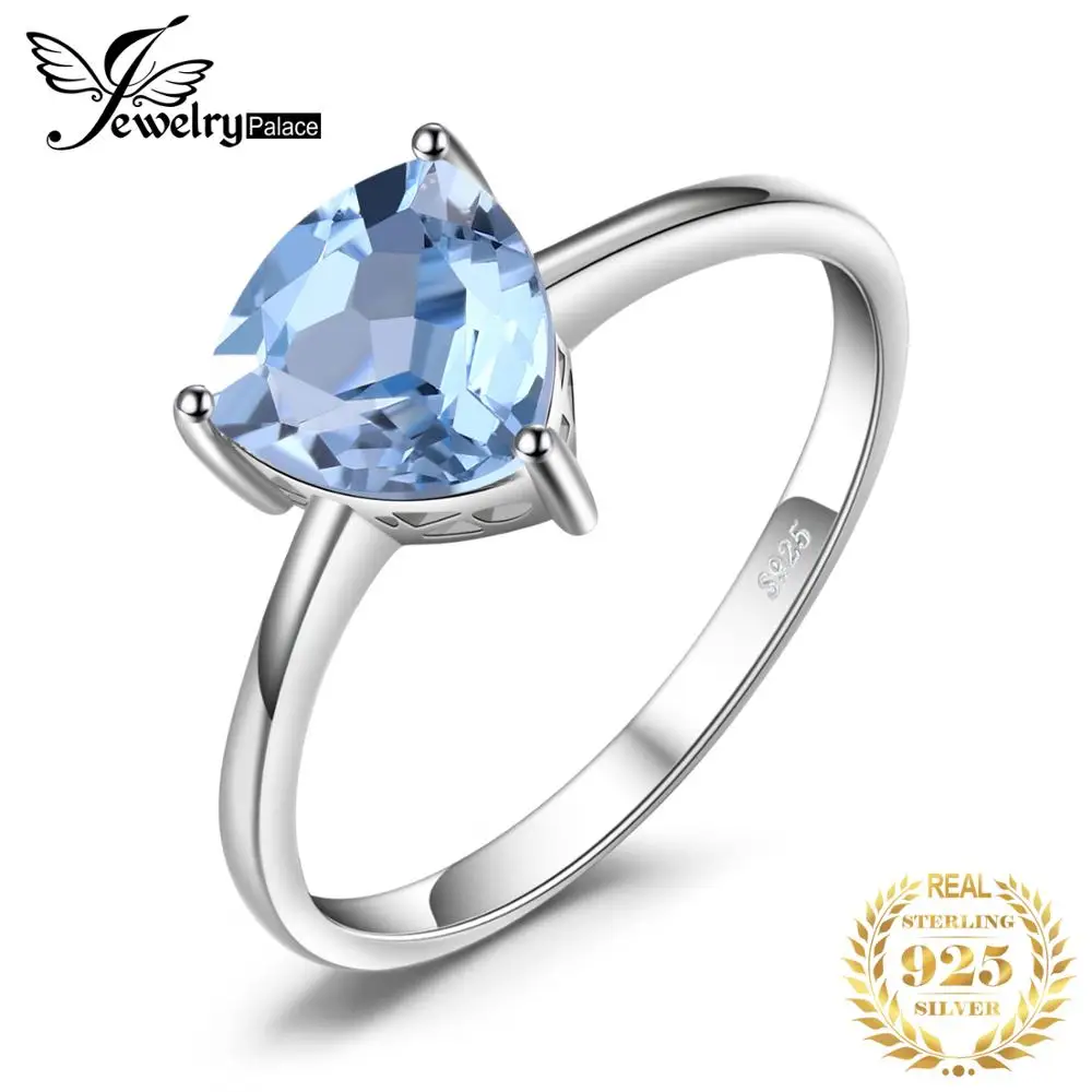 Jewelrypalace трлн 1.5ct Природный Голубой топаз камень пасьянс кольцо Pure стерлингового