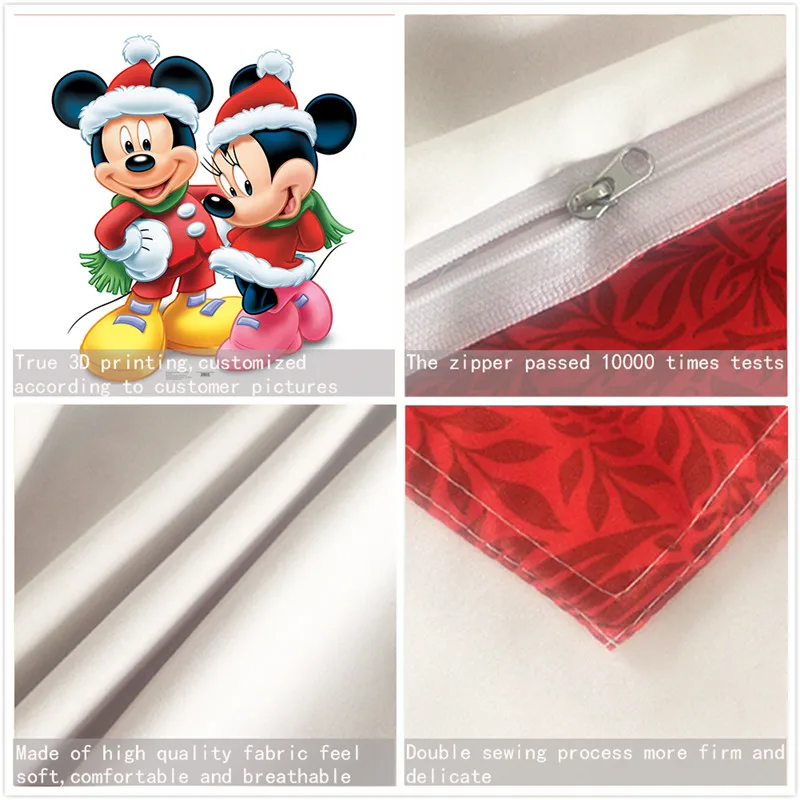 

Cartoon 3D Mickey Minnie Christmas Bedding Set Duvet Cover Children Bed Set Queen King Size Gift