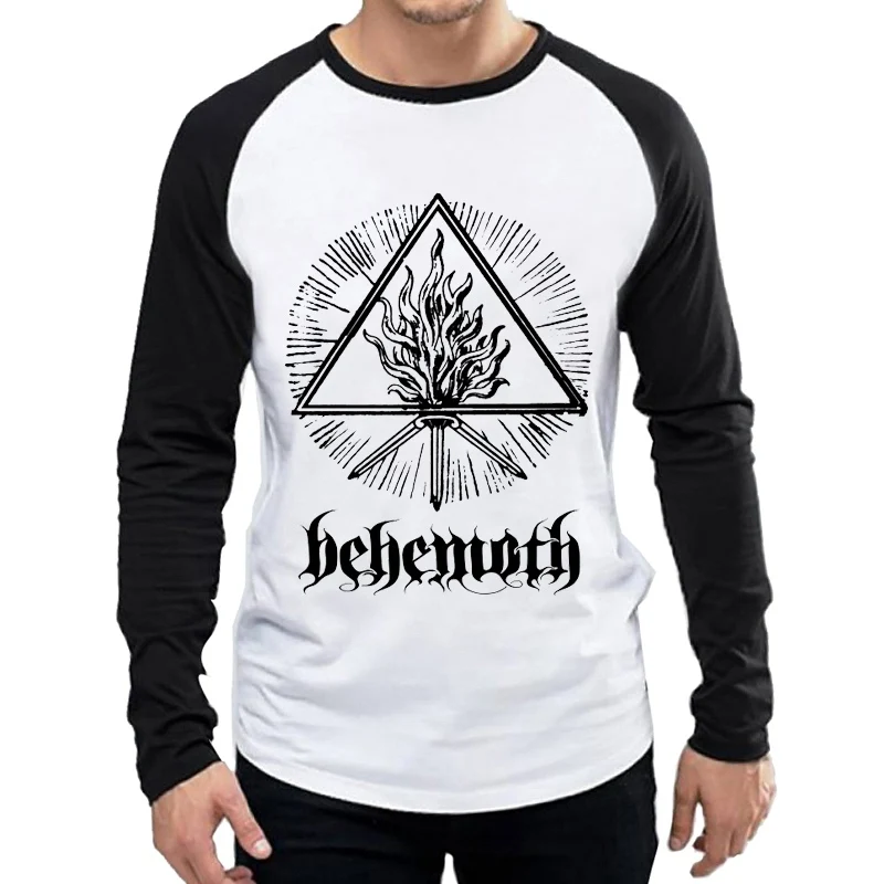 

Long Sleeve Behemoth Band T Shirt White Color Mens Fashion Classic Print T-shirt Tops Tees Unisex Autumn Full Sleeve Clothes