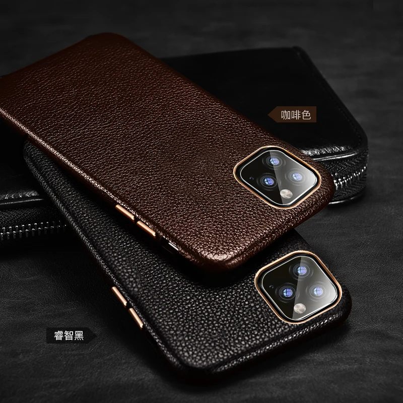 Чехол из воловьей кожи с натуральным лицевым покрытием для iPhone 11 Pro Max 5,8 6,1 6,5 Натуральная воловья задняя крышка металлическая кнопка винтажный бизнес