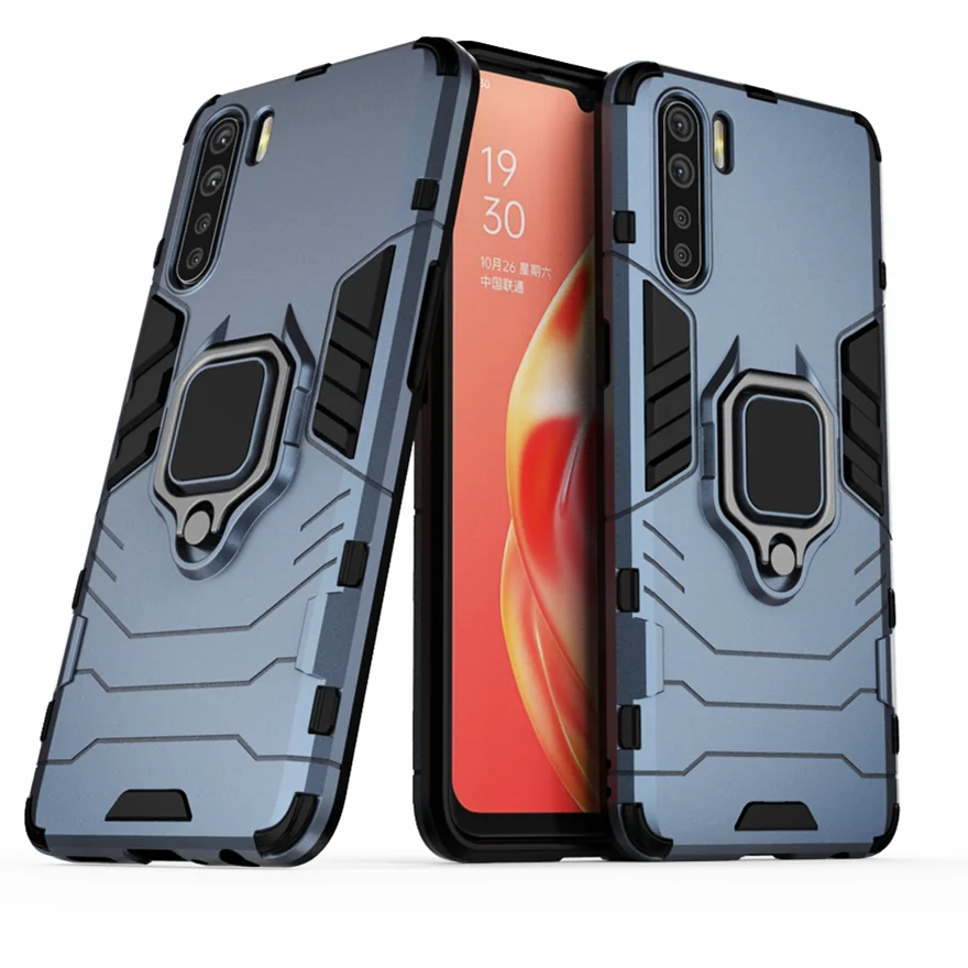 

For OPPO A91 Cover Reno 3 4G F15 F 15 Ring Stand Bumper Silicone + PC Phone Back Cover For OPPO A91 A 91 Case Funda Etui 6.4'