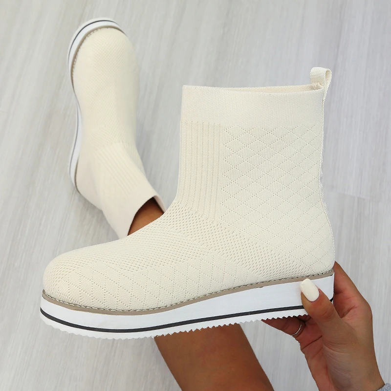 

Women's boots autumn/winter 2021 new knitted casual socks boots mesh breathable flat sports short boots women's shoes