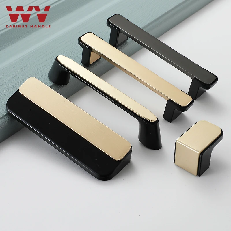 Современные дверные ручки и для шкафа WV мебели съемные черные золотые мебельные