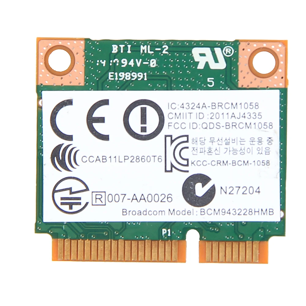 Двухдиапазонная беспроводная карта Broadcom BCM943228HMB 802.11a/b/g/n 300 Мбит/с Wifi, Bluetooth 4,0, половинная мини-карта pci-e WLAN для ноутбука 2,4 ГГц 5 ГГц