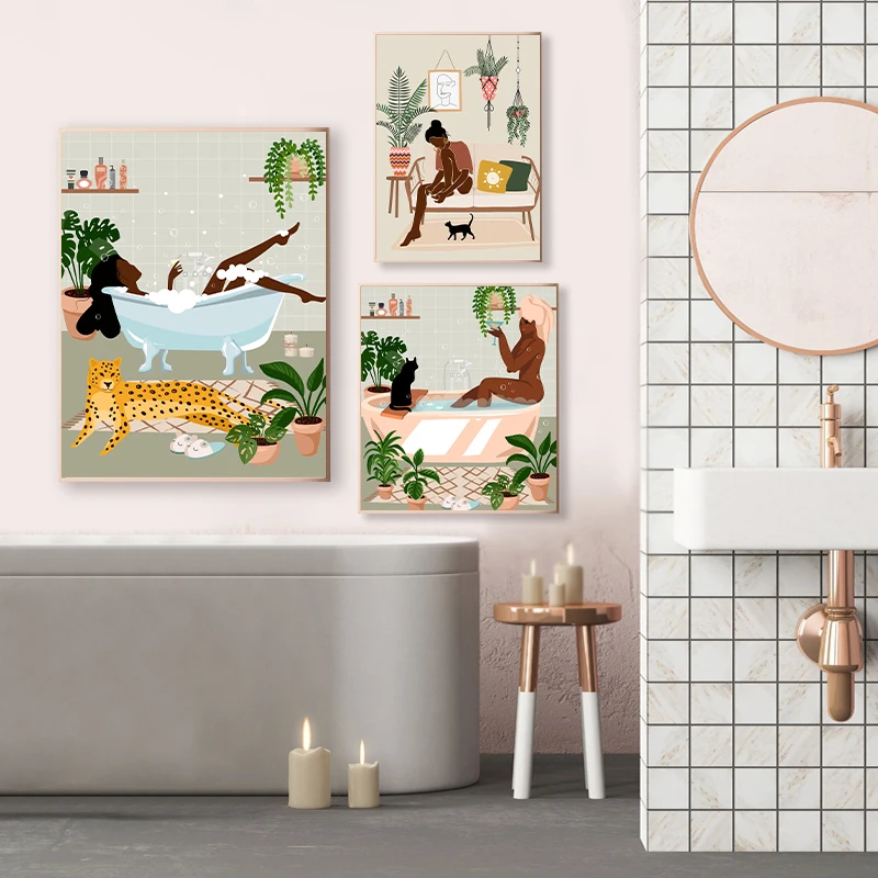 Абстрактная Женская абстрактная картина в стиле бохо с африканскими мотивами