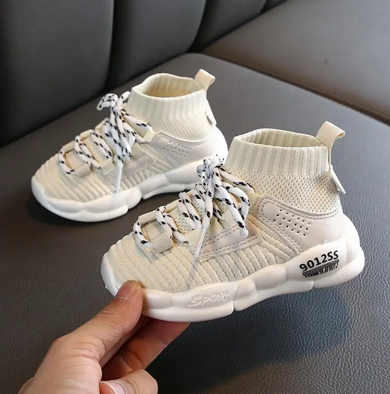 

Детская повседневная обувь, кроссовки для девочек и мальчиков для бега, повседневная спортивная обувь, уличные Нескользящие вязаные детски...