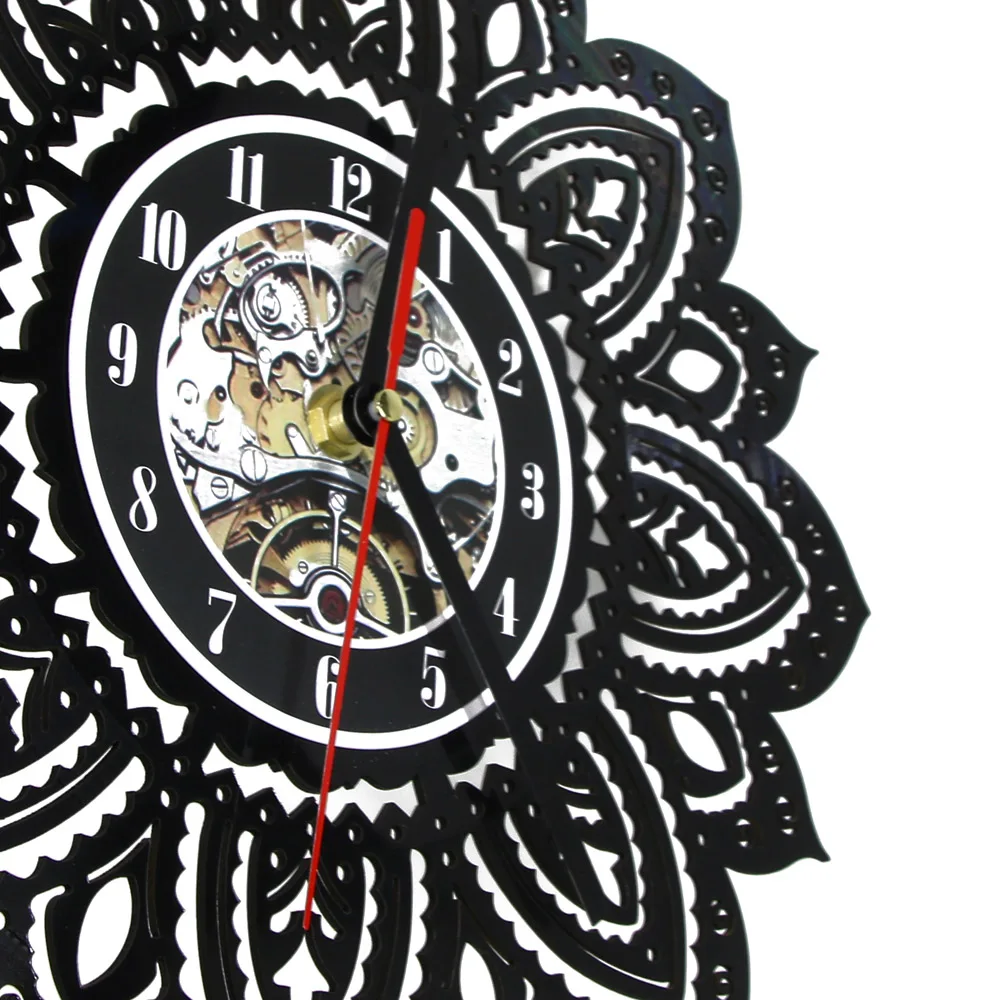 Настенные часы с изображением мандалы виниловая запись настенные цветком лотоса