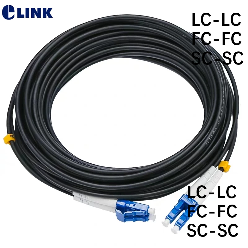 

50mtr TPU Fiber optic Patchcord 3.0mm waterproof LC SC FC 2 core Armored patch lead OM3 MM Outdoor Singlemode FTTA jumper SM DX