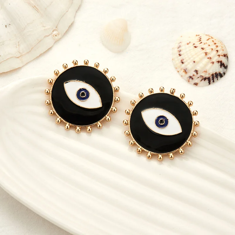 Мода черного цвета в стиле панк серьги со шпилькой для женщин с круглым носком