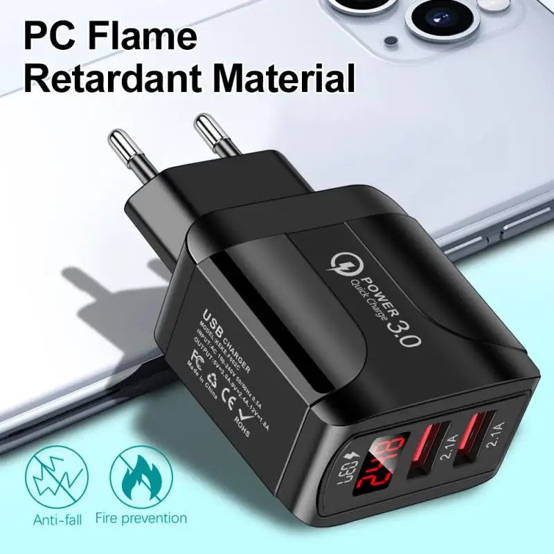 

2.4A USB US/EU/UK Plug Travel Charger 2Port Fast Multiple Charger With Interchangeable Multi-specification Fast Charging Charger