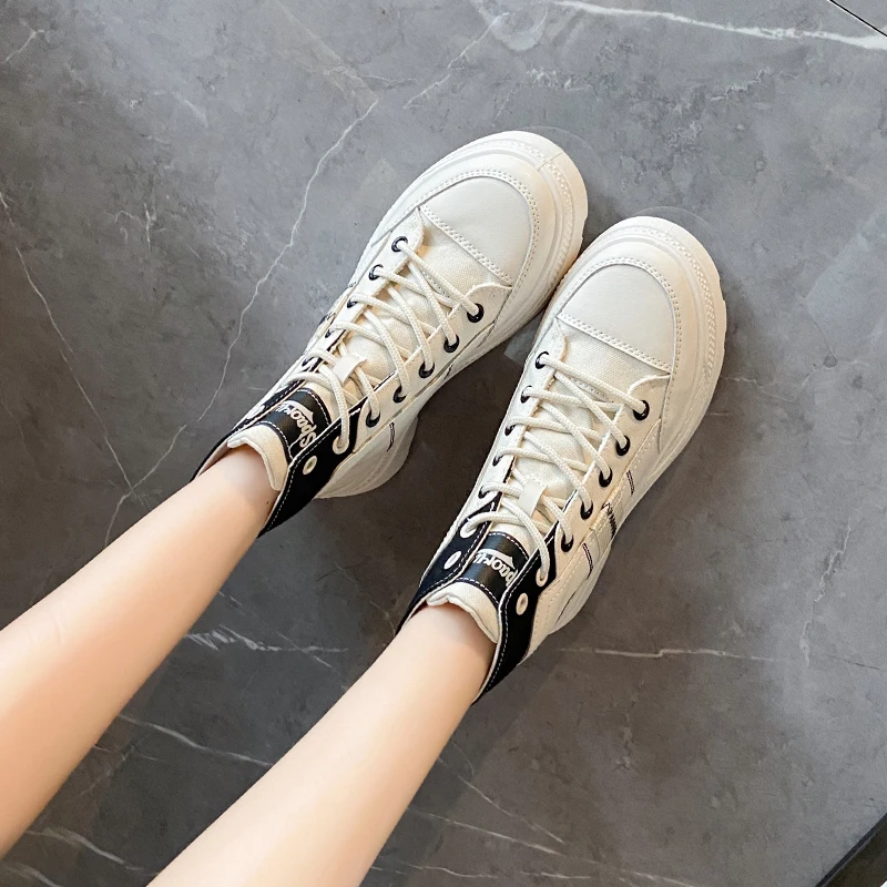 

Кеды женские из денима, Вулканизированная подошва, высокие кроссовки, повседневная обувь, плоская подошва, белые