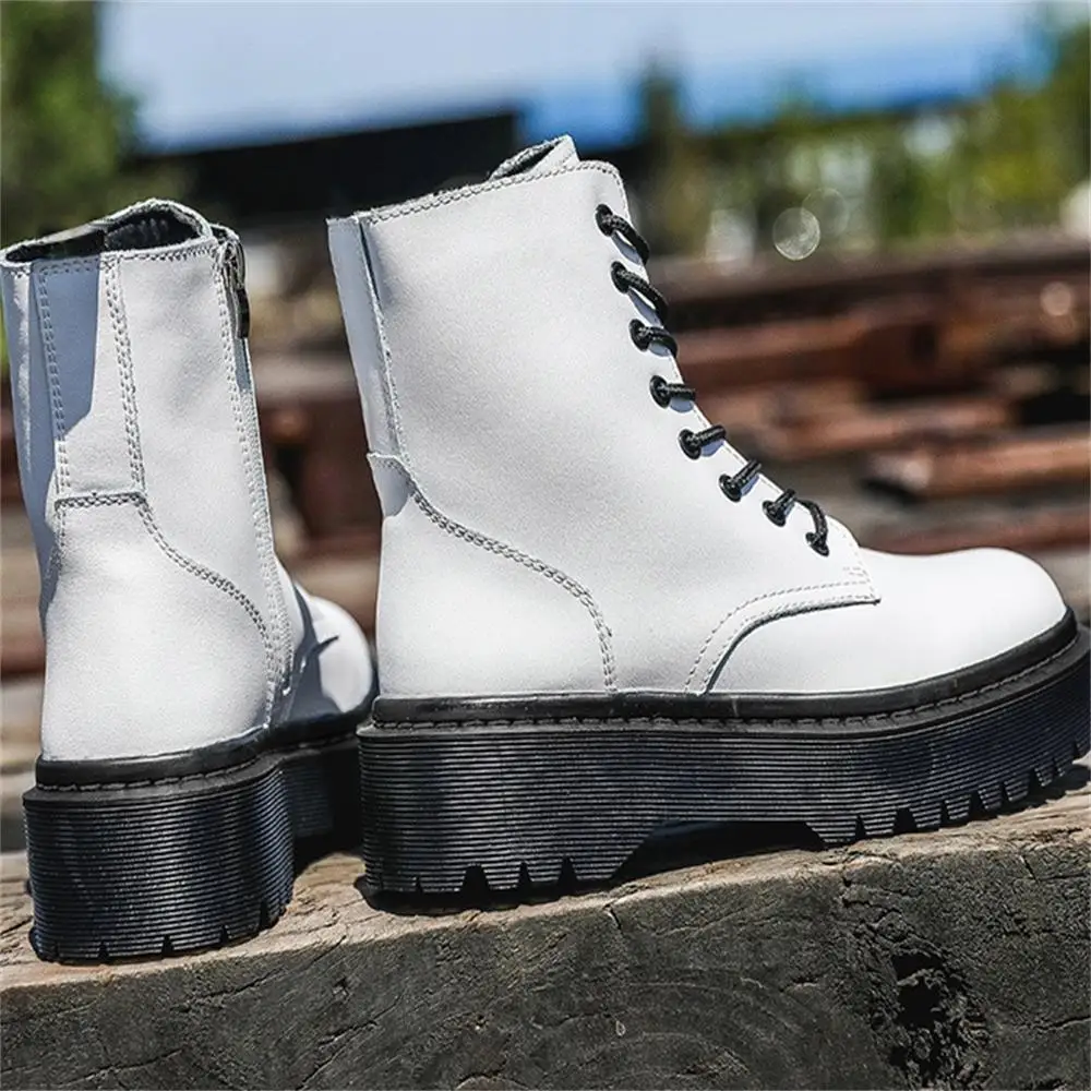 

Genuine Leather Thick Bottom Platform Boots Motorcycle Luxury Brand Female Punk Women Shoes Side Zipper Women Ankle Short Boots