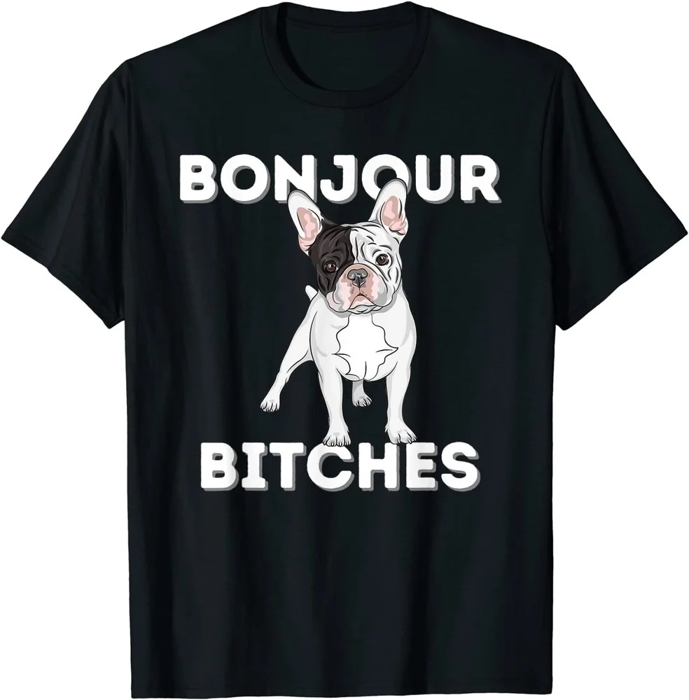 

2021 T Shirt Women Kawaii Summer Tops T-shirt Graphic Tees Fashion Bonjour - Funny French Bulldog Frenchie Dog Lover T-Shirt