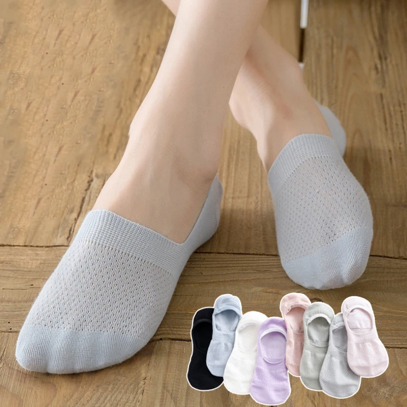 

5 Pairs/Set Socks Invisible Summer Solid Color Mesh Ankle Boat Sock Female Cotton Women Socks Designer Socks