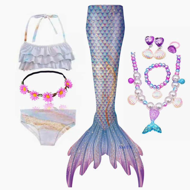 Детский купальный костюм с хвостом Русалочки косплей-костюм для праздника