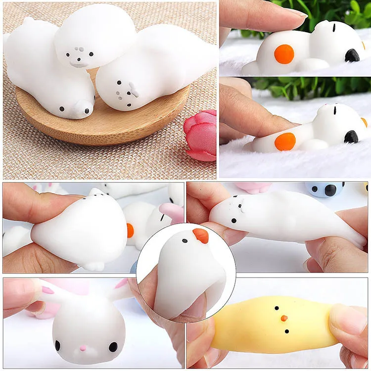 

20 Models Kawaii Moji Fidget Toy Mini Squishy Cute Animals Anti-Stress Relief Ball Squeeze Soft Sticky Funny Gift for Kids Toys