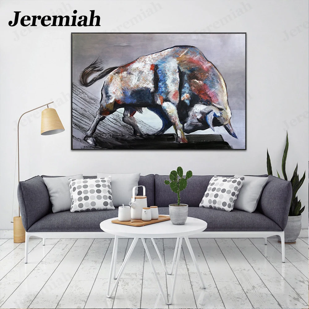 

Modern Abstract Animal Graffiti Poster Print Graffiti Bull Picture Frameless Painting Living Room Decoration