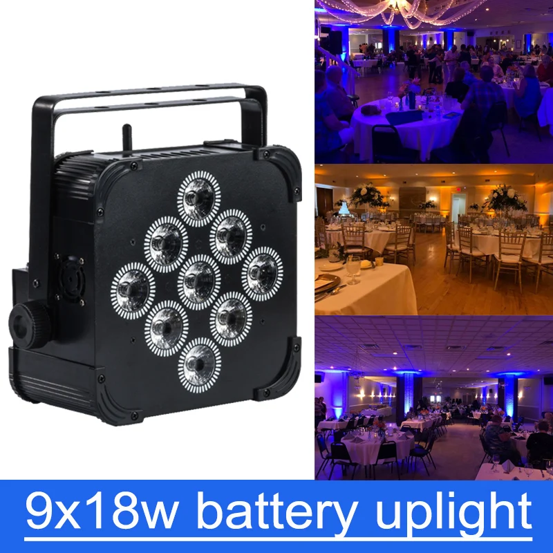 Предоставляется бесплатный логотип led flat par 9x18W RGBAW UV 6 в 1 беспроводная батарея dmx
