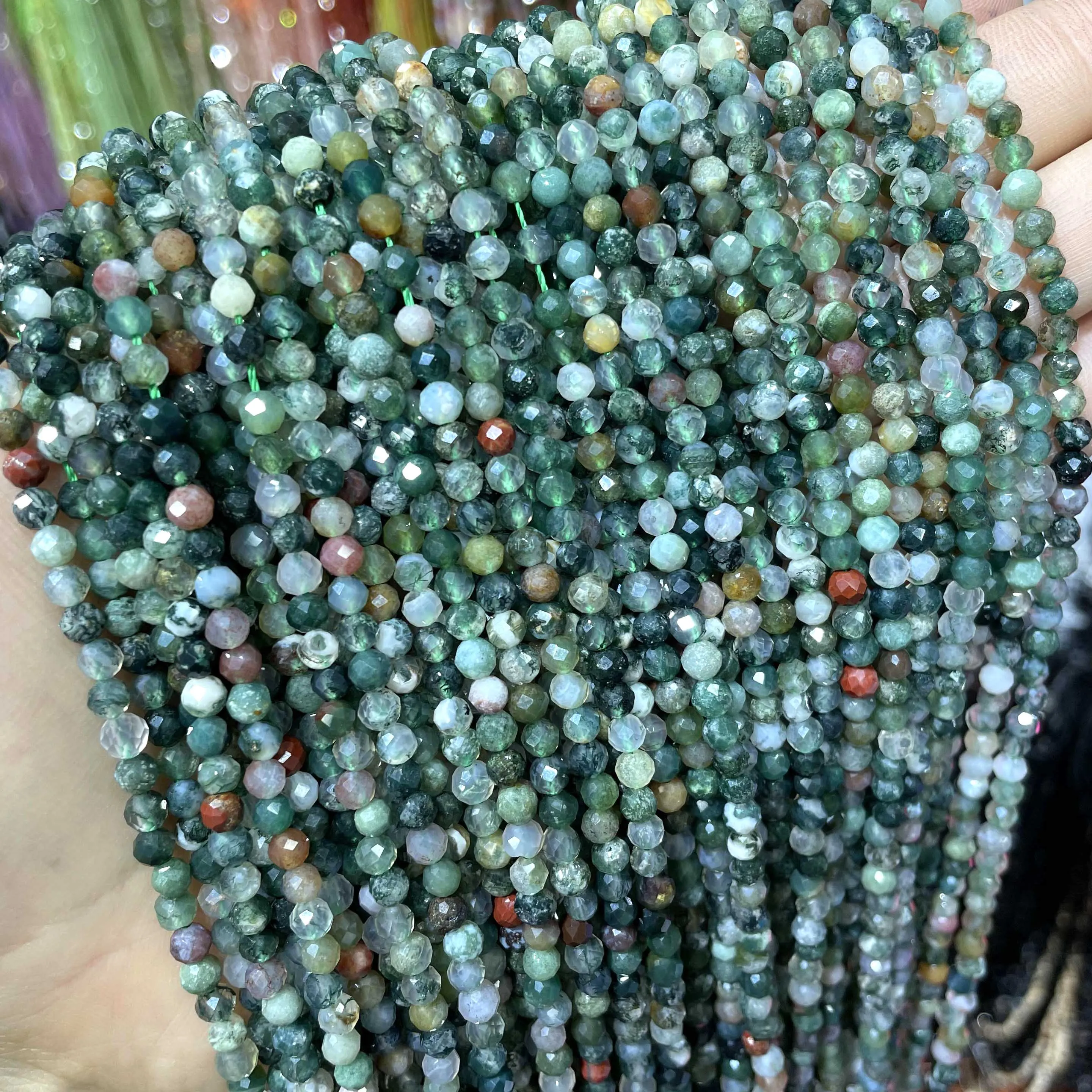 Для детей 2 3 4 мм природных граненые индийские Агаты камень свободные каменные