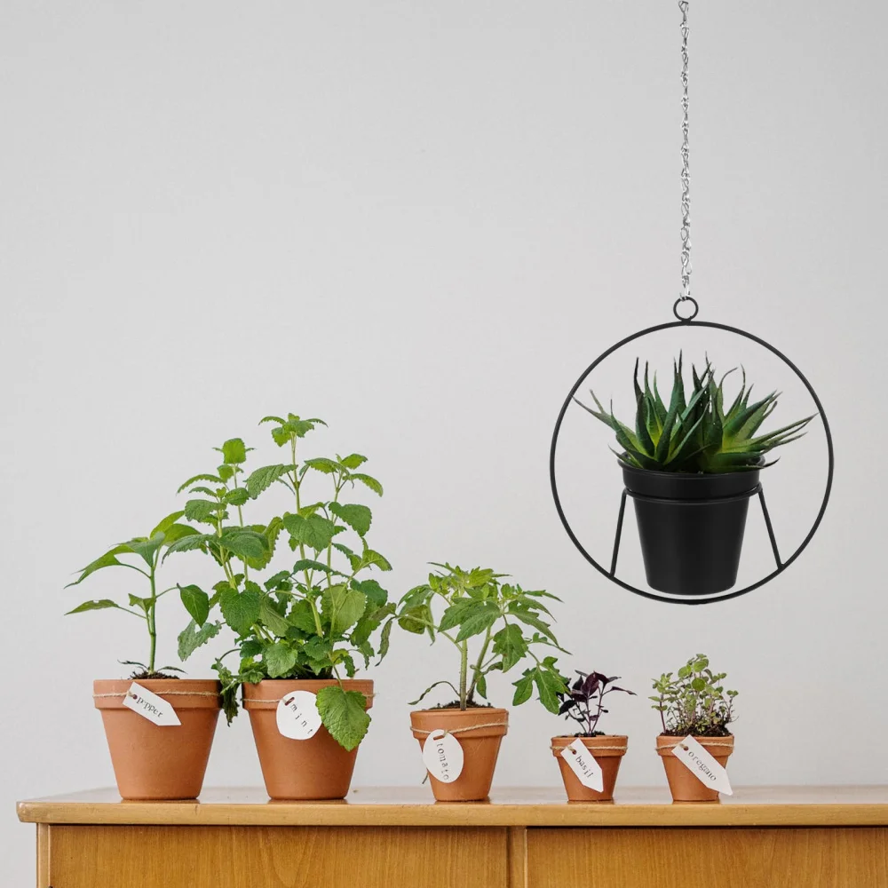

Iron Hanging Flower Pot Decorative Swinging Flower Basket Wall Hanging Plant Pot