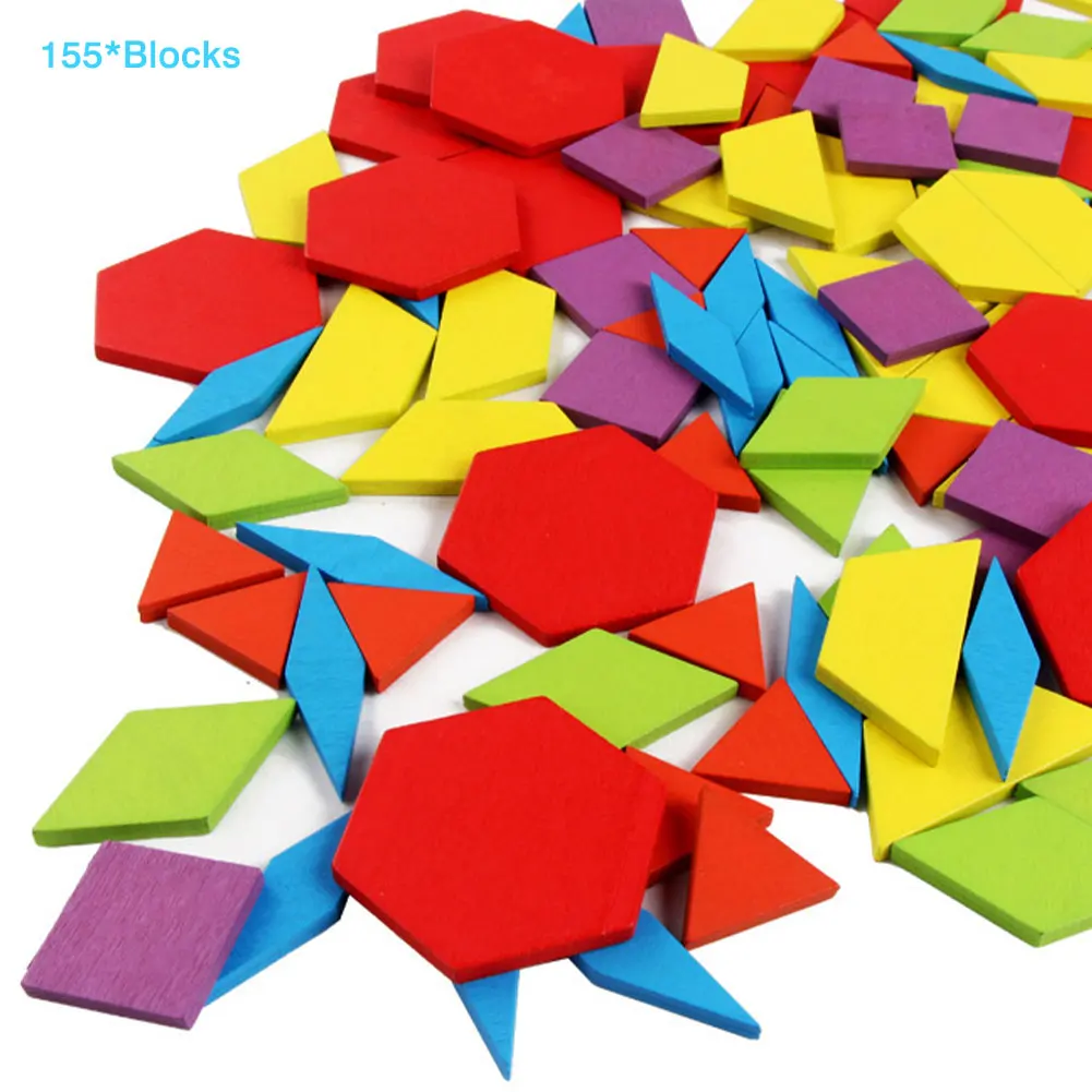 Hot Sale 155pcs Wooden Jigsaw Puzzle Board Set Colorful Baby Montessori Educational Toys For Children Learning Developing Toy