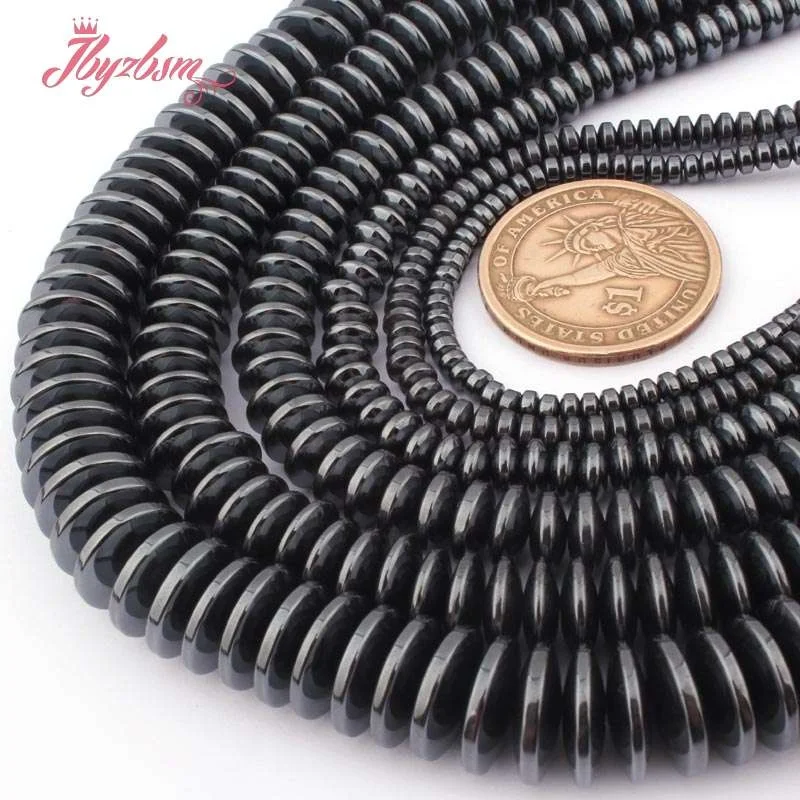 2x3 3x8 3x12mm Black Rondelle Sliced Hematite Natural Stone Beads For Necklace Bracelet Pandant Jewelry Making 15&quot Free Shipping |