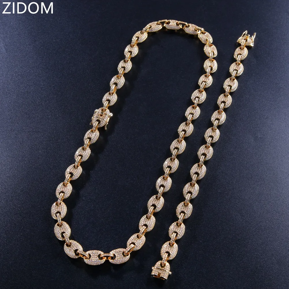 Men Hip hop iced out bling Chains Necklaces &amp Bracelet for 1set Zircon High quality Hiphop chain necklace jewelry luxury gifts |
