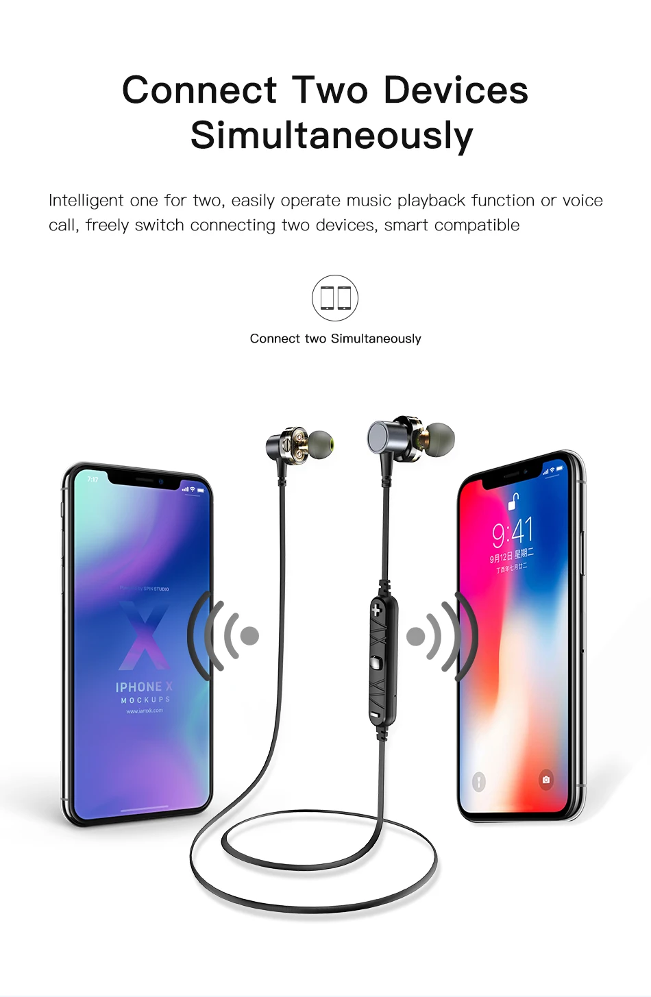 Bluetooth-наушники AWEI X660BL с микрофоном и двойным Драйвером | Электроника