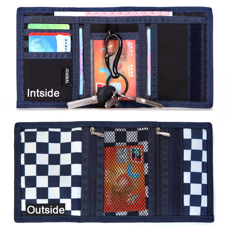 Бумажники мужские холщовые модные короткие кошельки с кармашками для