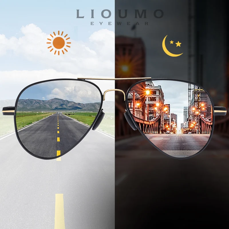 

LIOUMO Pilot Sunglasses Polarized Men Photochromic Driving Glasses Women Chameleon Anti-Glare UV400 Lens lentes de sol hombre